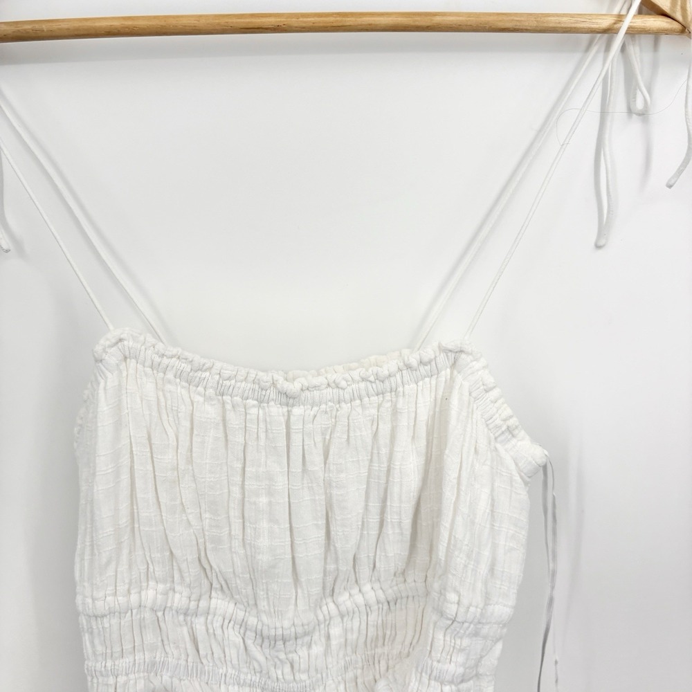 J Crew Clio Top Womens Small Milkmaid Coastal Boho Gauze Smocked Cottage Cotton - Picture 4 of 10